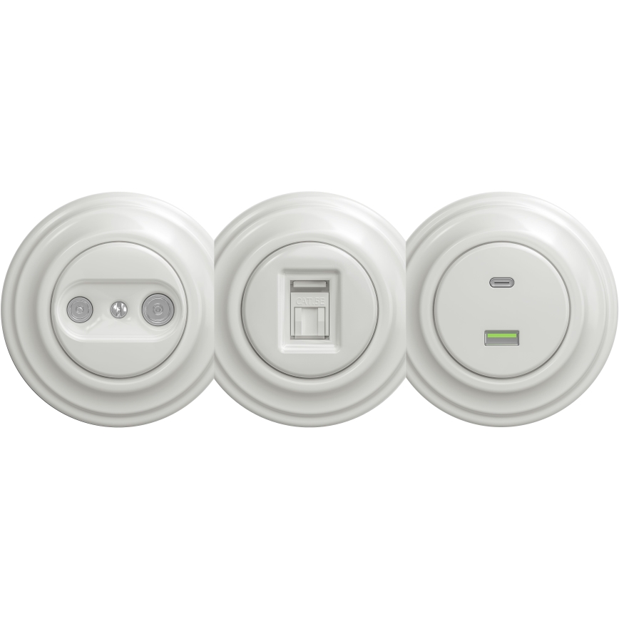 Kliklap - Retro USB ligzda A+C bez rāmja balta