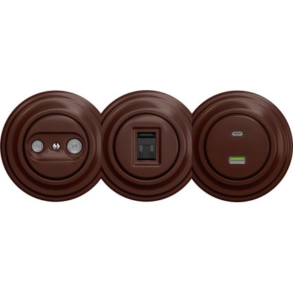Kliklap - Retro USB ligzda A+C bez rāmja brūna