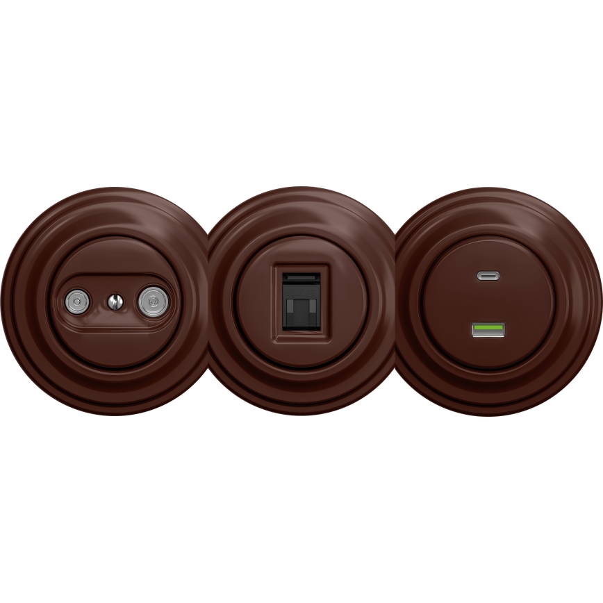 Kliklap - Retro USB ligzda A+C bez rāmja brūna