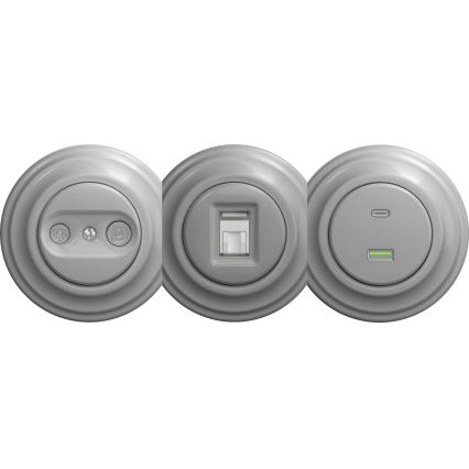 Kliklap - Retro USB ligzda A+C bez rāmja pelēka