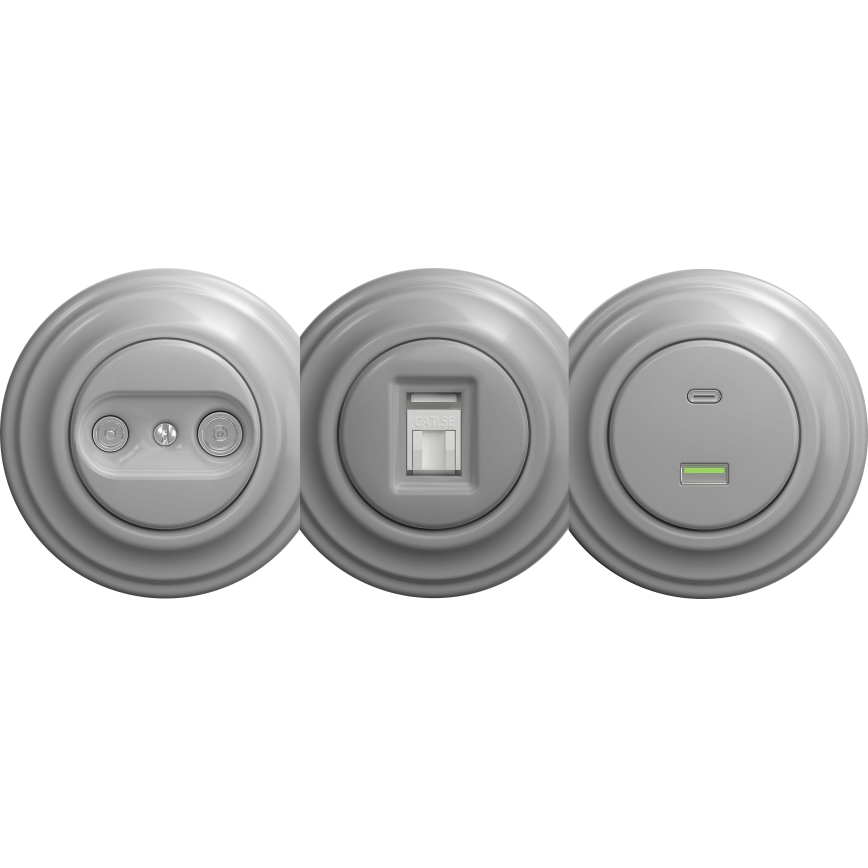 Kliklap - Retro USB ligzda A+C bez rāmja pelēka