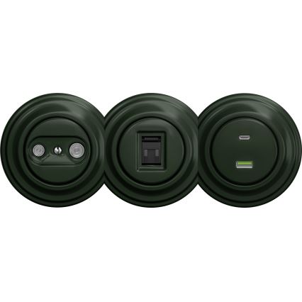 Kliklap - Retro USB ligzda A+C bez rāmja zaļa