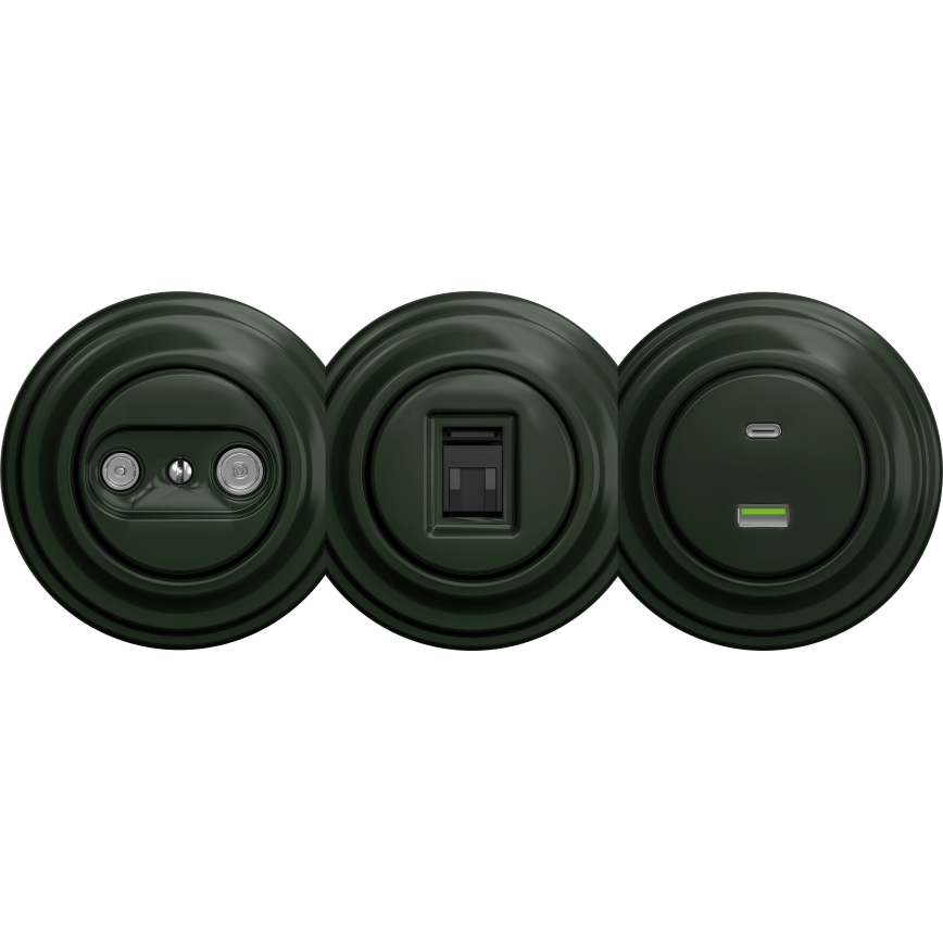 Kliklap - Retro USB ligzda A+C bez rāmja zaļa