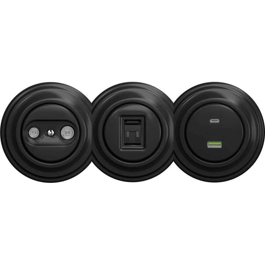 Kliklap - Retro USB ligzda A+C bez rāmja melna