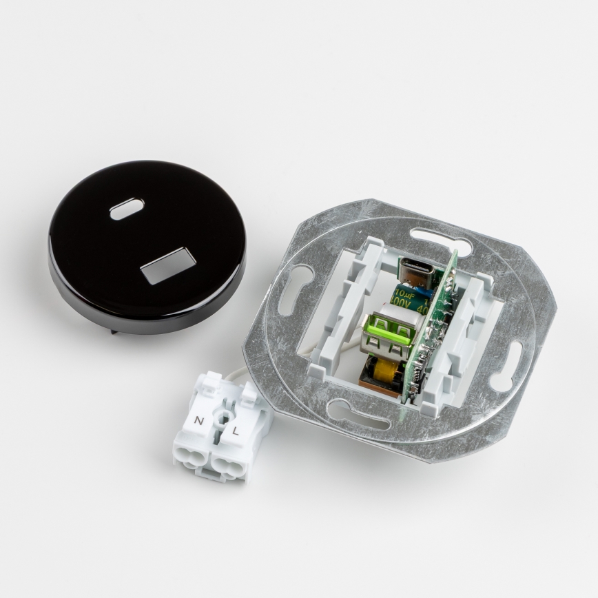Kliklap - Retro USB rozete A+C ar rāmi, melna
