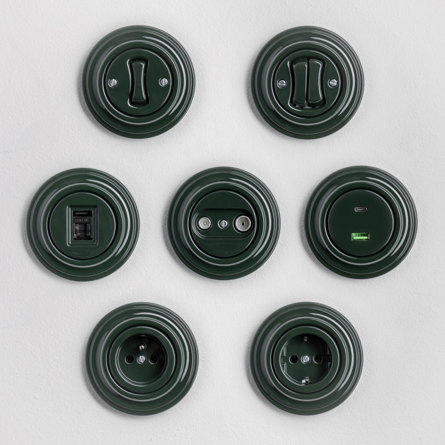 Kliklap - Retro USB rozete A+C ar rāmi zaļa