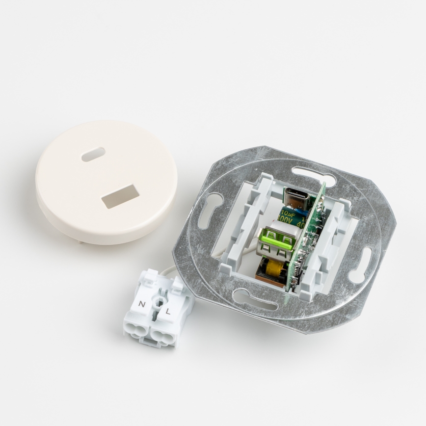 Kliklap - Retro USB rozete A+C ar rāmīti, bēša