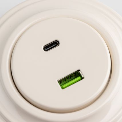 Kliklap - Retro USB rozete A+C ar rāmīti, bēša