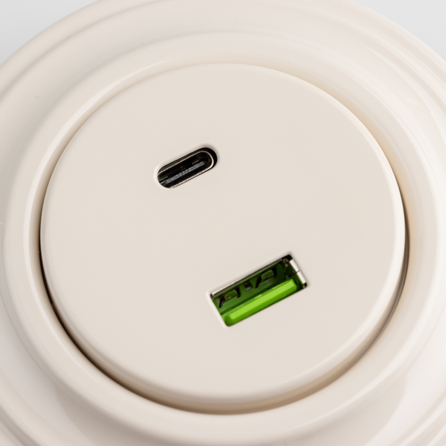 Kliklap - Retro USB rozete A+C ar rāmīti, bēša