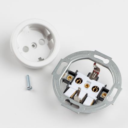 Kliklap - Retro vienpolu slēdzis Nr. 1 un SCHUKO 230V kontaktligzda ar rāmi, sniegbalta