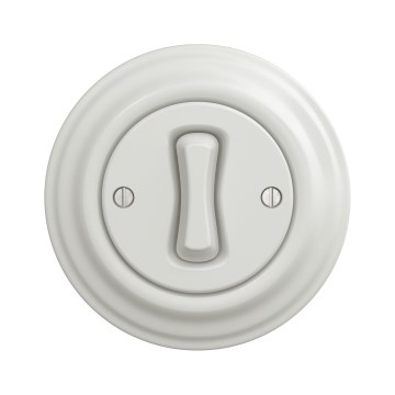 Kliklap - Retro vienpolu slēdzis ar rāmi Nr. 1, keramiskā balta