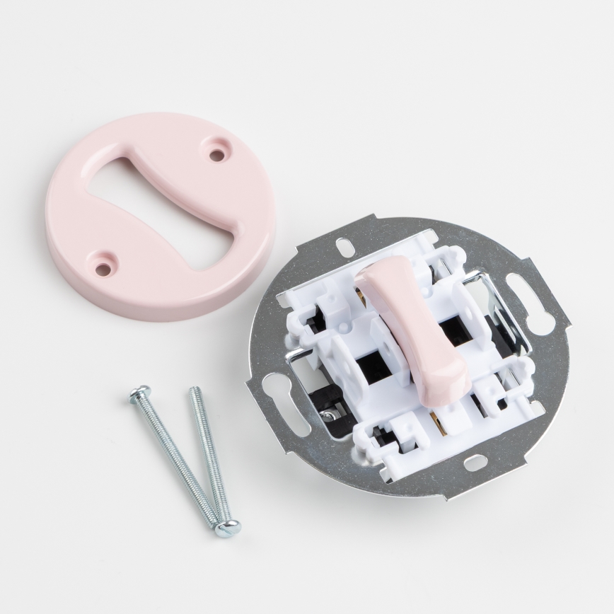 Kliklap - Retro vienpolu slēdzis ar rāmīti Nr. 1 putekļrozā