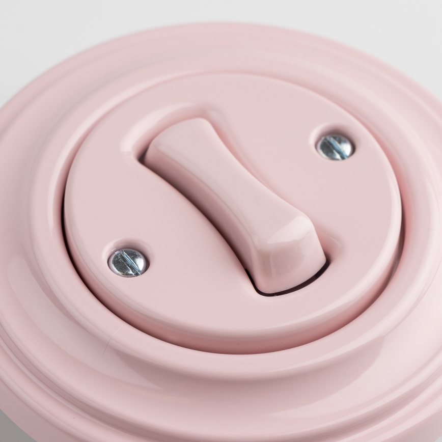 Kliklap - Retro vienpolu slēdzis ar rāmīti Nr. 1 putekļrozā