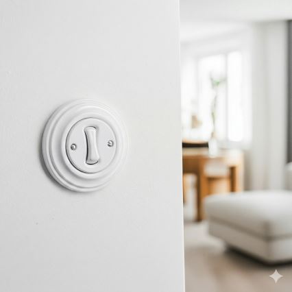 Kliklap - Retro vienpolu slēdzis ar rāmīti nr. 1 sniegbalts