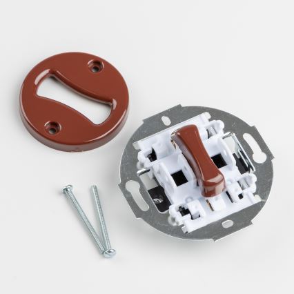 Kliklap - Retro vienpolu slēdzis Nr. 1 un 230 V rozete ar rāmi, brūna