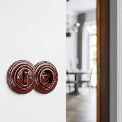 Kliklap - Retro vienpolu slēdzis Nr. 1 un 230 V rozete ar rāmi, brūna