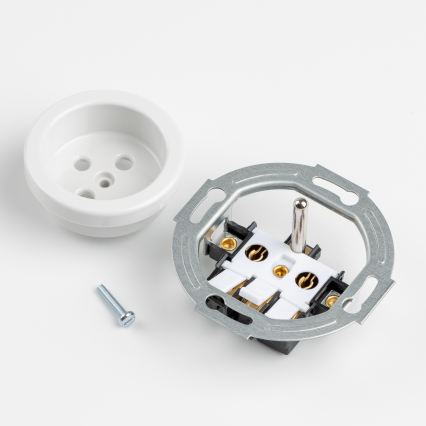 Kliklap - Retro vienpolu slēdzis Nr. 1 un 230V rozete ar sniegbaltu rāmi