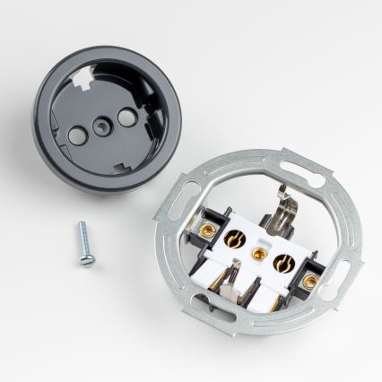 Kliklap - Retro vienpolu slēdzis Nr. 1 un SCHUKO kontaktligzda 230 V ar antracīta krāsas rāmi