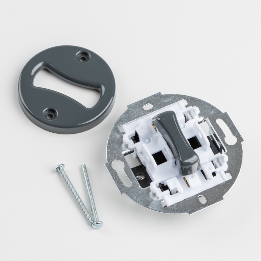 Kliklap - Retro vienpolu slēdzis Nr. 1 un SCHUKO kontaktligzda 230 V ar antracīta krāsas rāmi