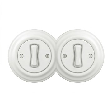 Kliklap - Sniegbalts dubultais retro vienpolārais slēdzis ar rāmi Nr. 1