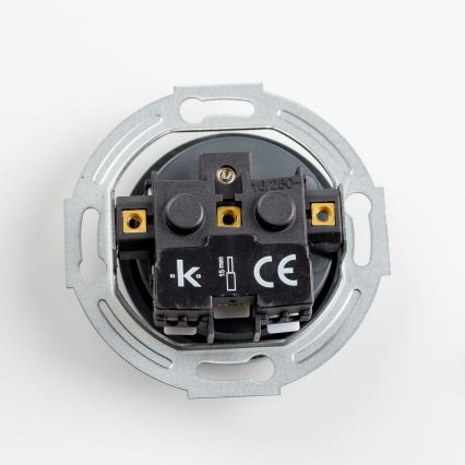 Kliklap - trīskārša retro mājas kontaktligzda ar rāmi, 230V, antracīta krāsa