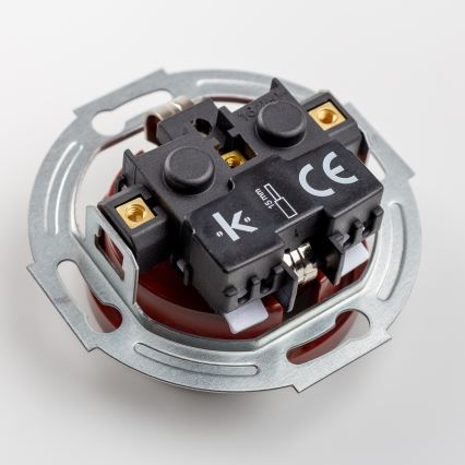 Kliklap - trīskārša retro mājas kontaktligzda ar SCHUKO rāmīti, 230 V, brūna