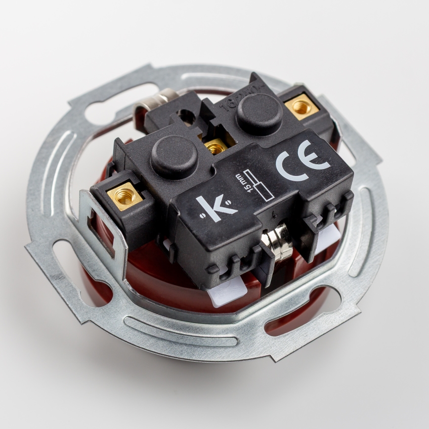 Kliklap - trīskārša retro mājas kontaktligzda ar SCHUKO rāmīti, 230 V, brūna