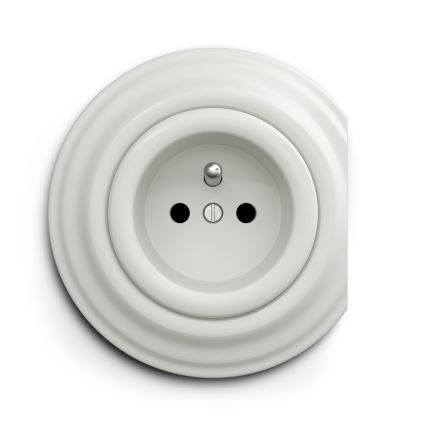 Kliklap - Vintāžas kontaktligzda 230V balta