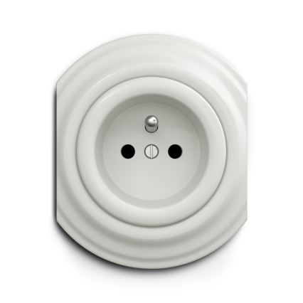 Kliklap - Vintāžas kontaktligzda 230V balta