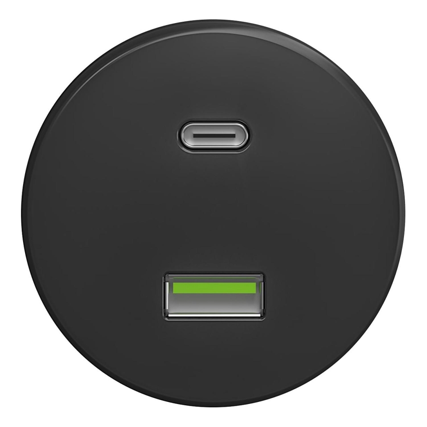 Kliklap - Vintāžas USB kontaktligzda A+C antracīta