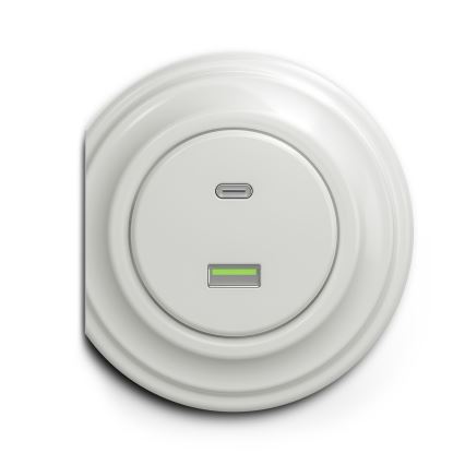 Kliklap - Vintāžas USB kontaktligzda A+C balta