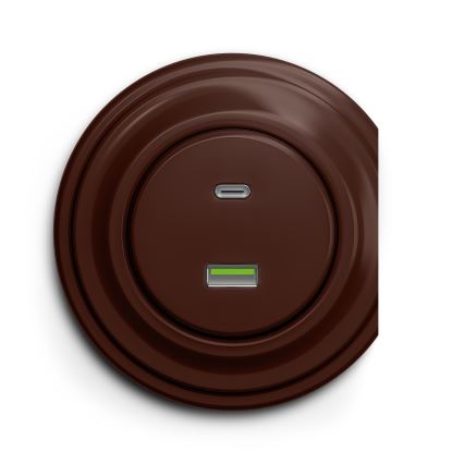 Kliklap - Vintāžas USB kontaktligzda A+C brūna