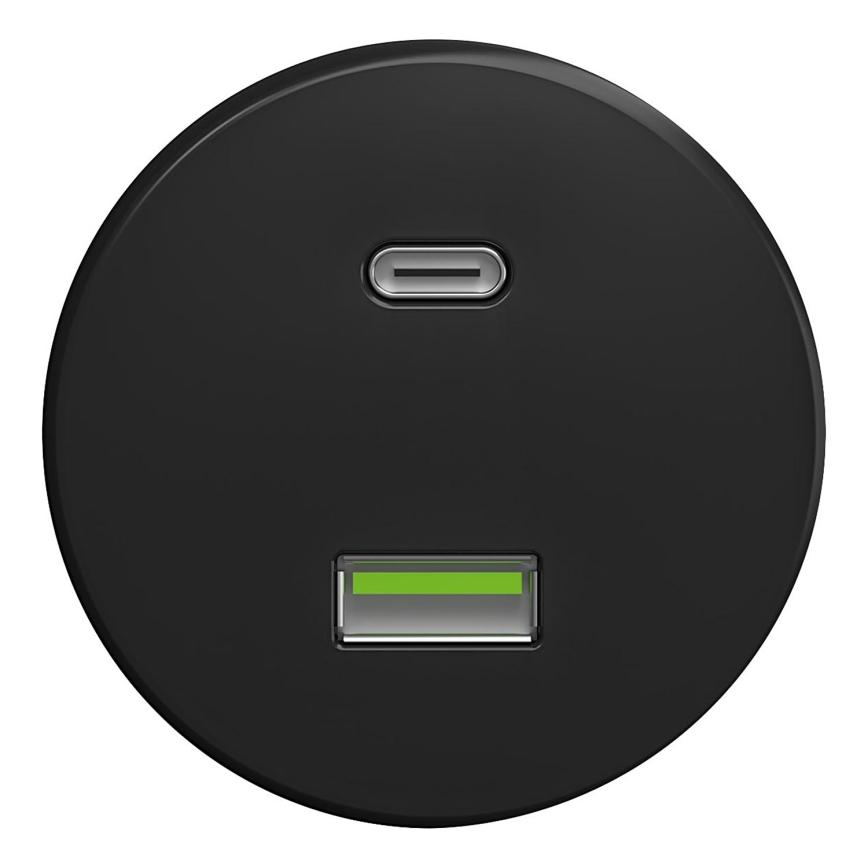 Kliklap - Vintāžas USB kontaktligzda A+C melna