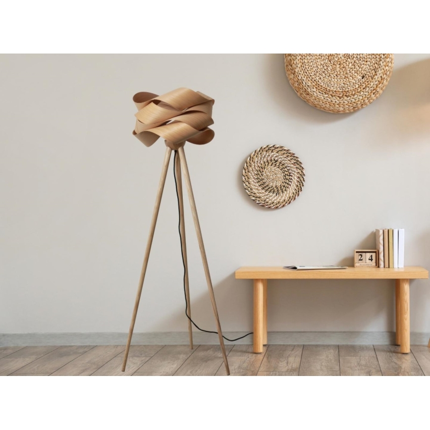 Koka grīdas lampa 1xE27/60W/230V masīvkoks/finieris/osis