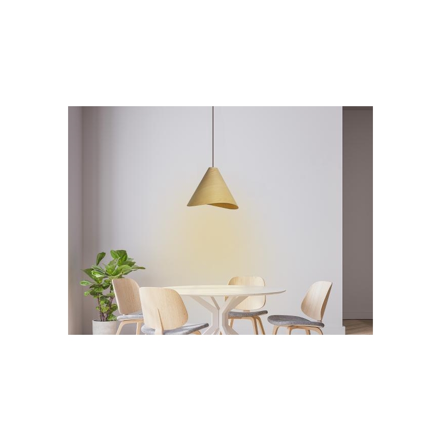 Koka karājamā lampa ar vadu 1xE27/60W/230V Ø 33 cm, masīvkoks/ozols/kaučuka koks