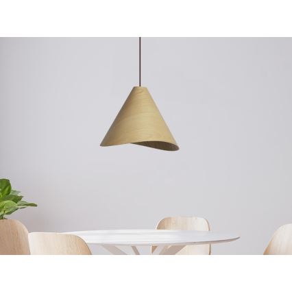 Koka karājamā lampa ar vadu 1xE27/60W/230V Ø 33 cm, masīvkoks/ozols/kaučuka koks