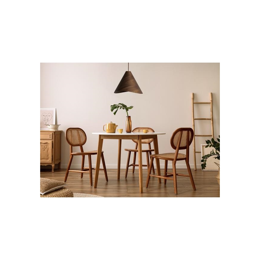 Koka lustra uz kabeļa 1xE27/60W/230V diam. 45 cm masīvkoks/valrieksts/kaučuka koks