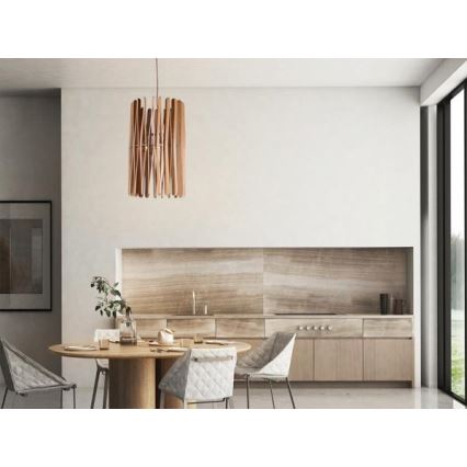 Koka lustra uz vada 1xE27/60W/230V Ø 38 cm masīvkoks/osis/kaučuka koks