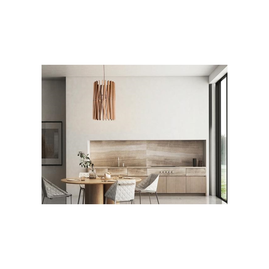 Koka lustra uz vada 1xE27/60W/230V Ø 38 cm masīvkoks/osis/kaučuka koks