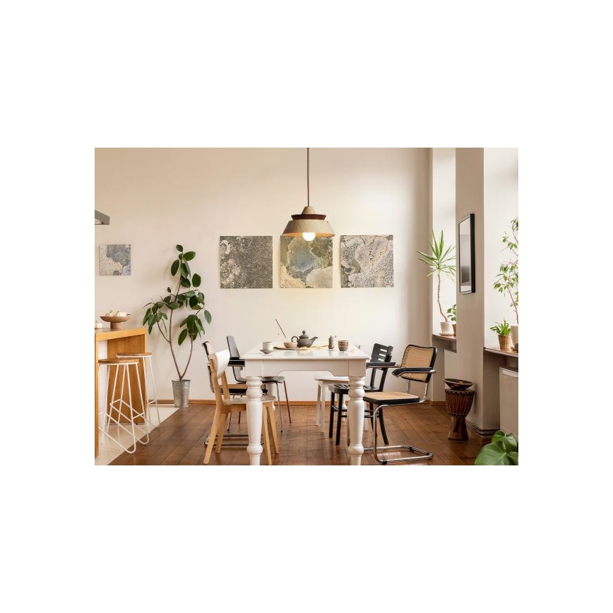 Koka pakaramā lustra uz vada 1xE27/60W/230V Ø 33 cm masīvkoks/ozols/valrieksts/kaučuka koks