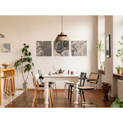 Koka pakaramā lustra uz vada 1xE27/60W/230V Ø 33 cm masīvkoks/ozols/valrieksts/kaučuka koks