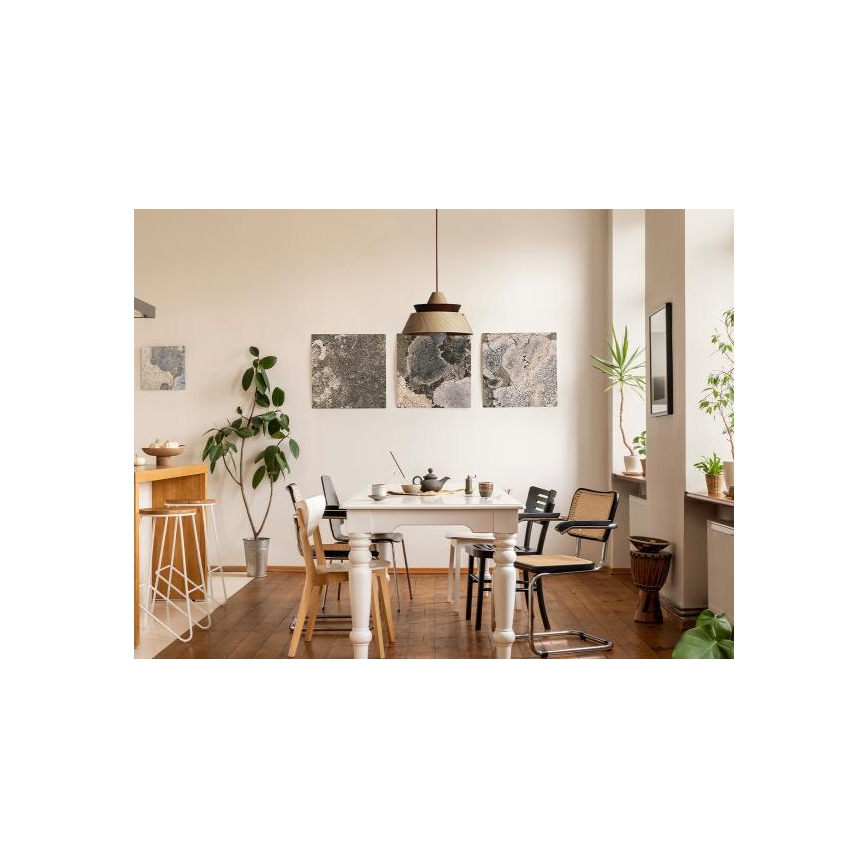 Koka pakaramā lustra uz vada 1xE27/60W/230V Ø 33 cm masīvkoks/ozols/valrieksts/kaučuka koks