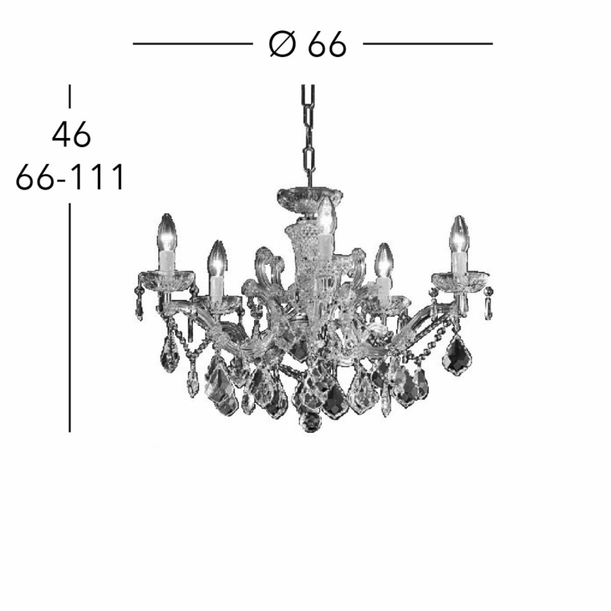 Kolarz 3149.85.3.KoT - Kristāla lustra ar ķēdi MARIA LOUISE 5xE14/40W/230V 24K zelta
