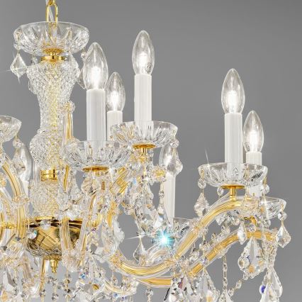 Kolarz 3149.88+4.3.KoT - Kristāla lustra ar ķēdi MARIA LOUISE 12xE14/40W/230V 24K zelta