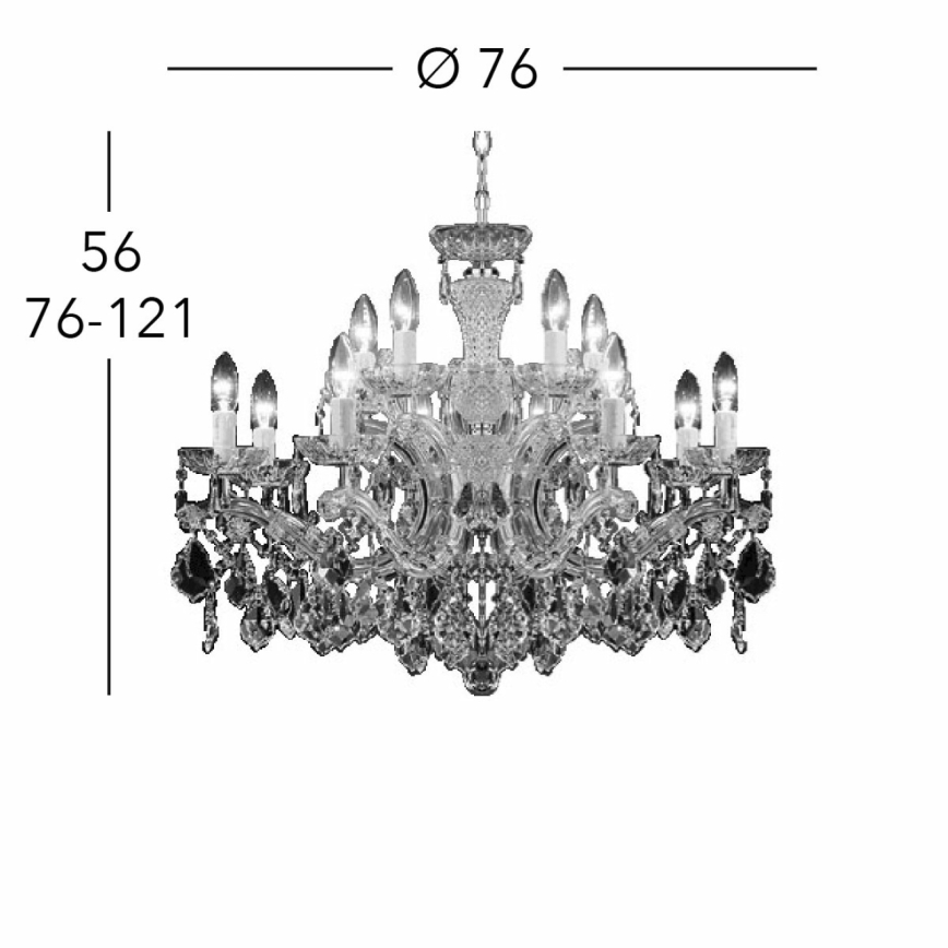 Kolarz 3149.88+4.3.KoT - Kristāla lustra ar ķēdi MARIA LOUISE 12xE14/40W/230V 24K zelta