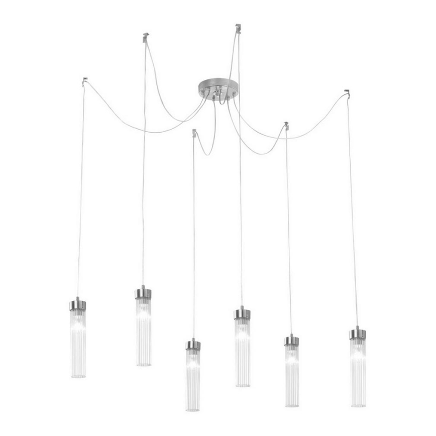 Kolarz 6009.30650 - Lustra ar auklu RAGGIO 6xE14/25W/230V zirneklis sudraba