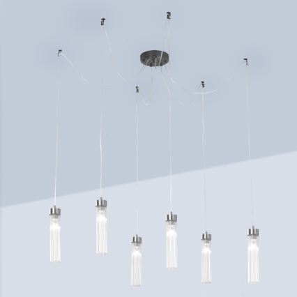 Kolarz 6009.30660 - Lustra ar auklu RAGGIO 6xE14/25W/230V zirneklis matēts hroms