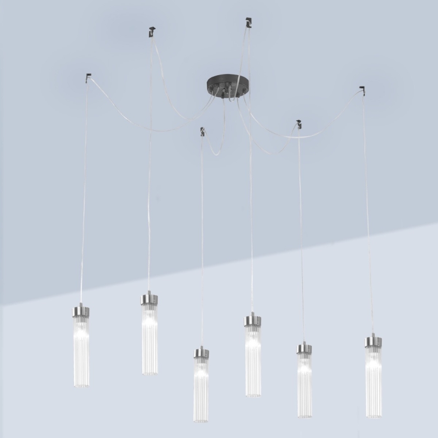 Kolarz 6009.30660 - Lustra ar auklu RAGGIO 6xE14/25W/230V zirneklis matēts hroms