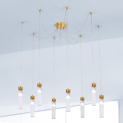 Kolarz 6009.30830 - Lustra ar auklu RAGGIO 8xE14/25W/230V zirneklis 24K zelta