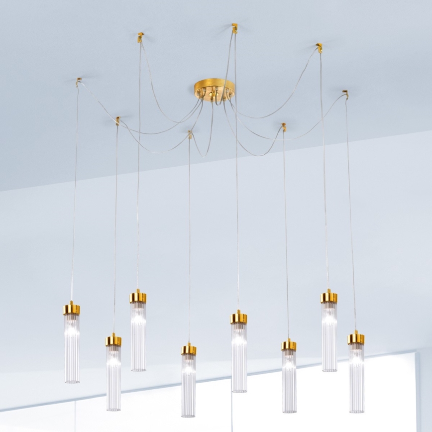 Kolarz 6009.30830 - Lustra ar auklu RAGGIO 8xE14/25W/230V zirneklis 24K zelta